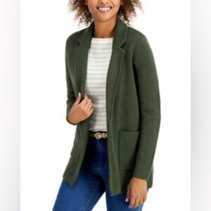 ‼️RARE‼️🎸Charter Club🎸🔥NWT🔥Sweater Blazer in Olive Heather—S